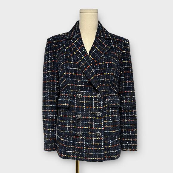 Veronica Beard Rumer Tweed Dickey Jacket in Navy Multi Size 8 - Picture 5 of 10